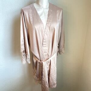 Blush Luxe Tan Beige lace Robe Kimono sleepwear lingerie Womens one size
